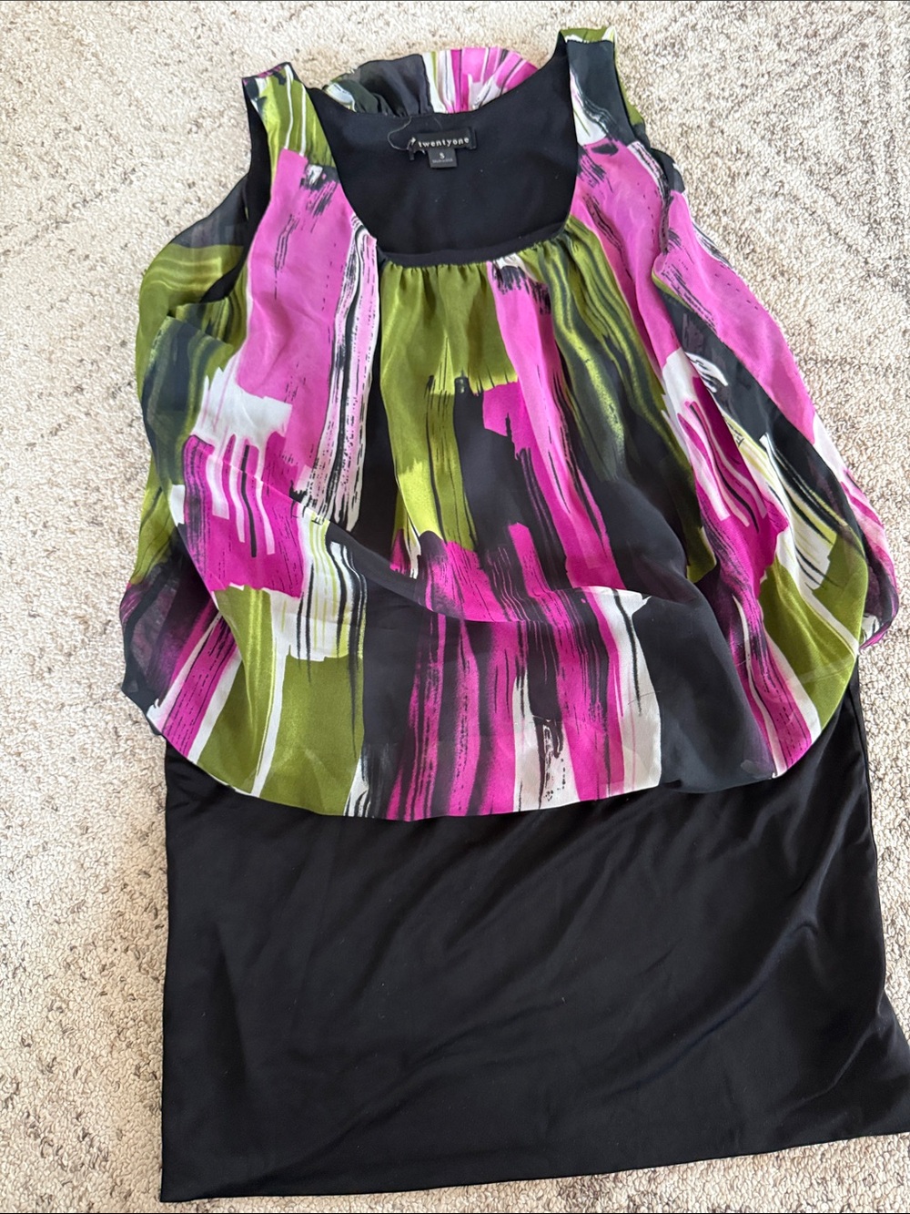 Tank with Pink & Green Brushstroke Overlay